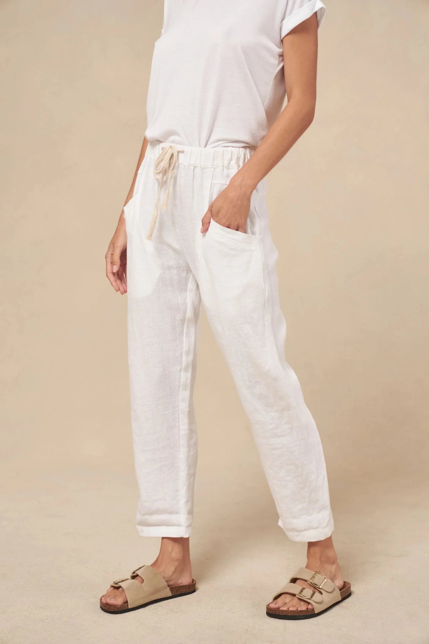 Buy Little Lies - Luxe Linen Pant – White by Little Lies - at Hamish + Grace
