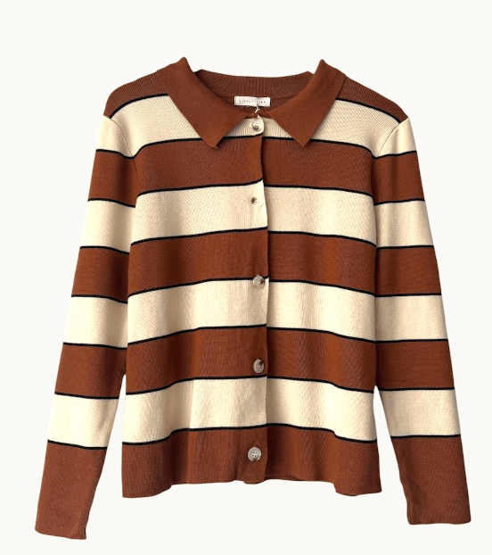Buy Little Lies - Noah Stripe Cardigan - Rust by Little Lies - at Hamish + Grace