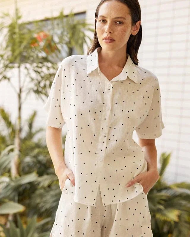 Buy Little Lies - Polka Button Top - Natural by Little Lies - at Hamish + Grace