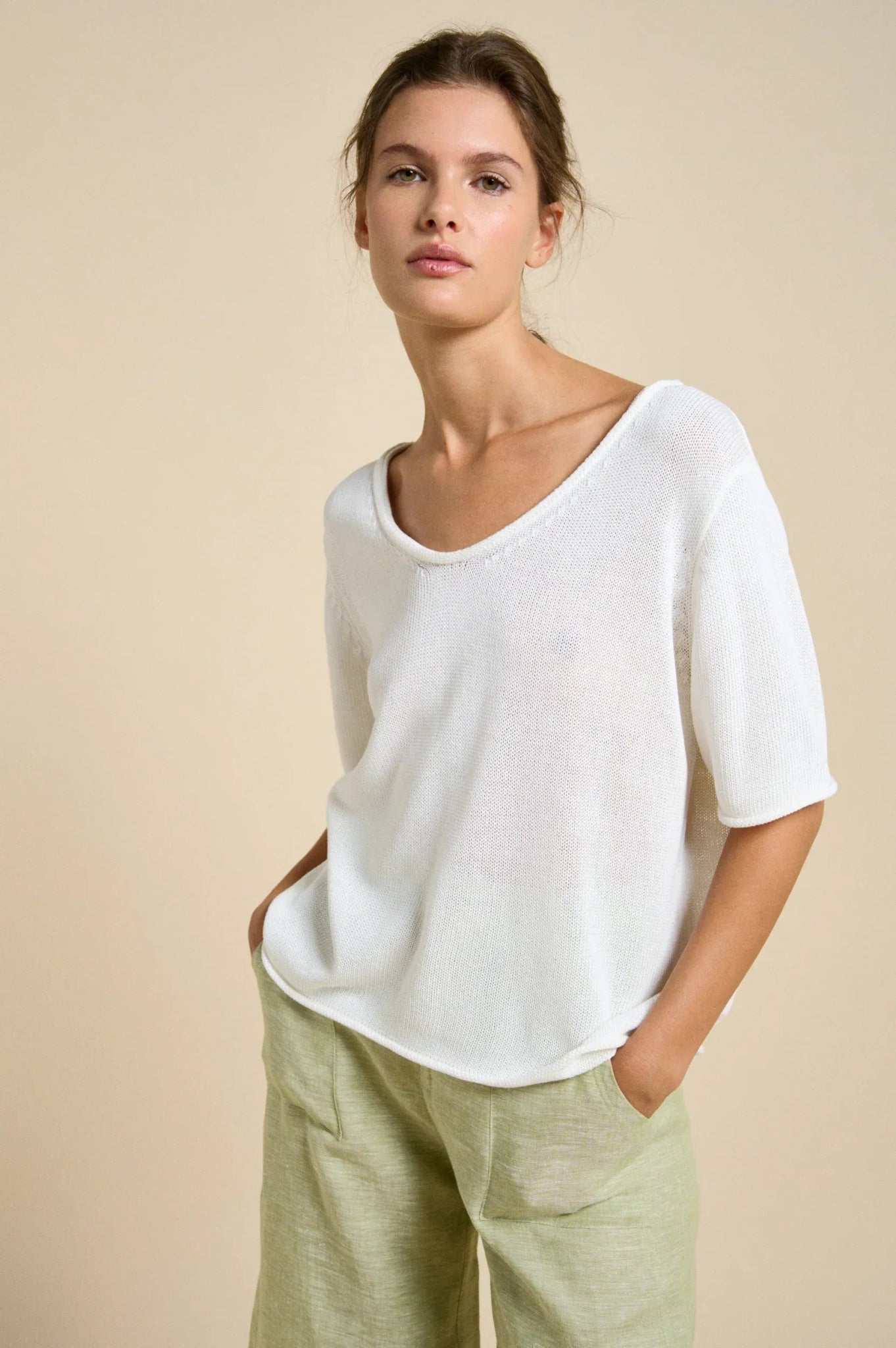 Buy Little Lies - Scoop Spring Tee – White by Little Lies - at Hamish + Grace