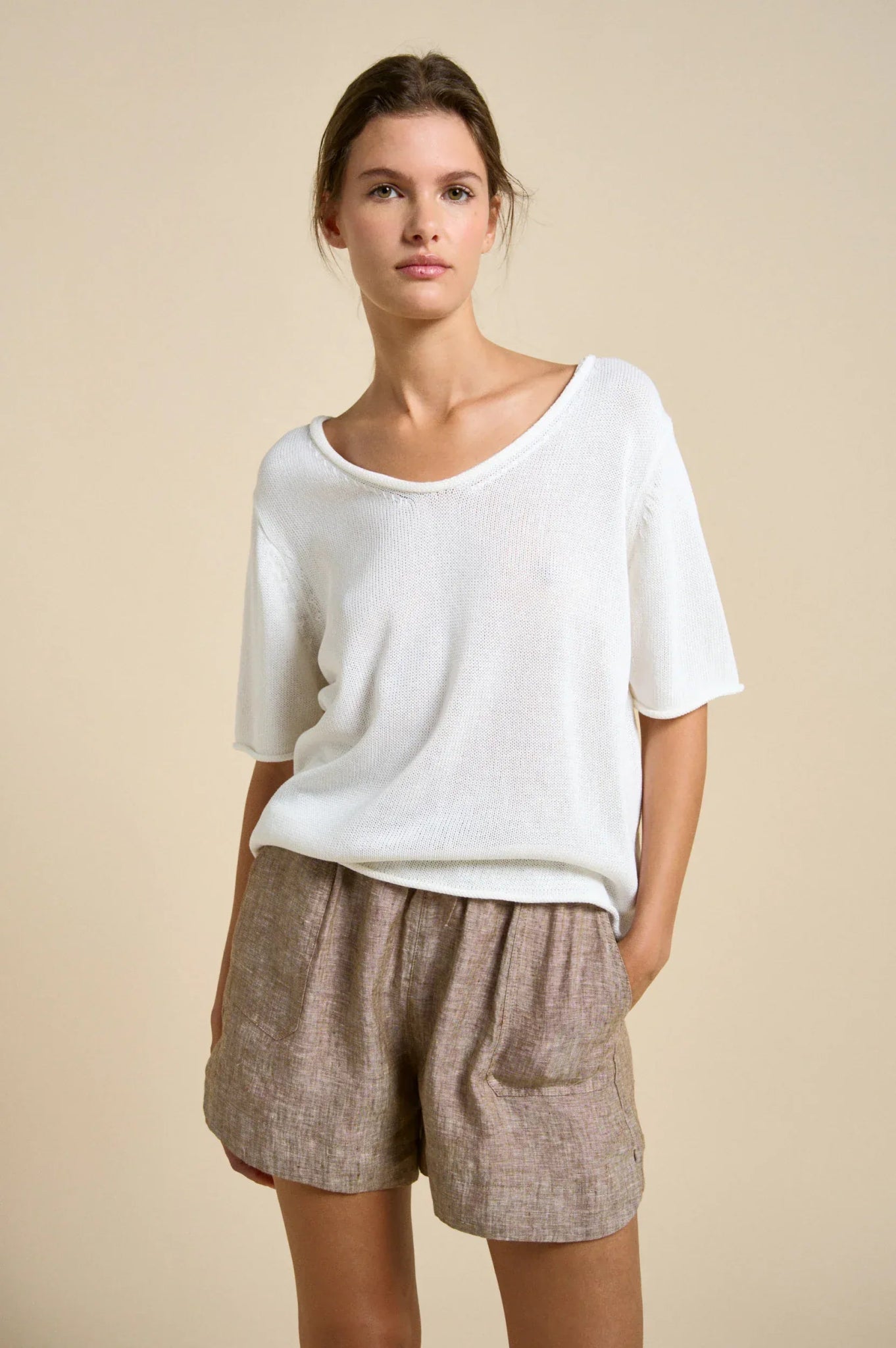 Buy Little Lies - Scoop Spring Tee – White by Little Lies - at Hamish + Grace