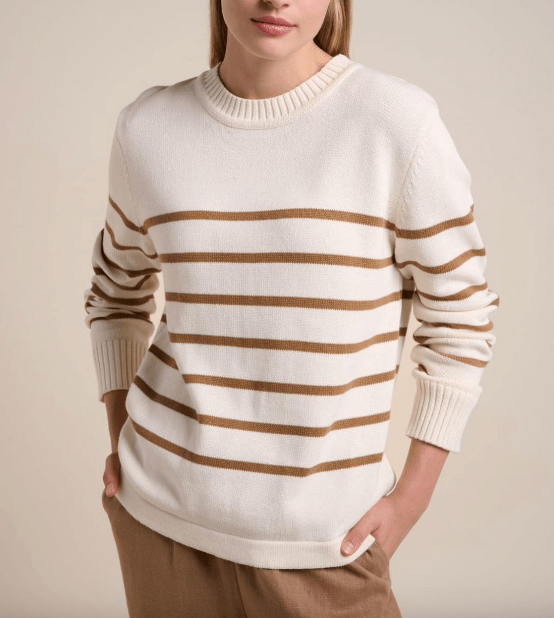 Buy Little Lies - Serena Sweater – Caramel Stripe by Little Lies - at Hamish + Grace