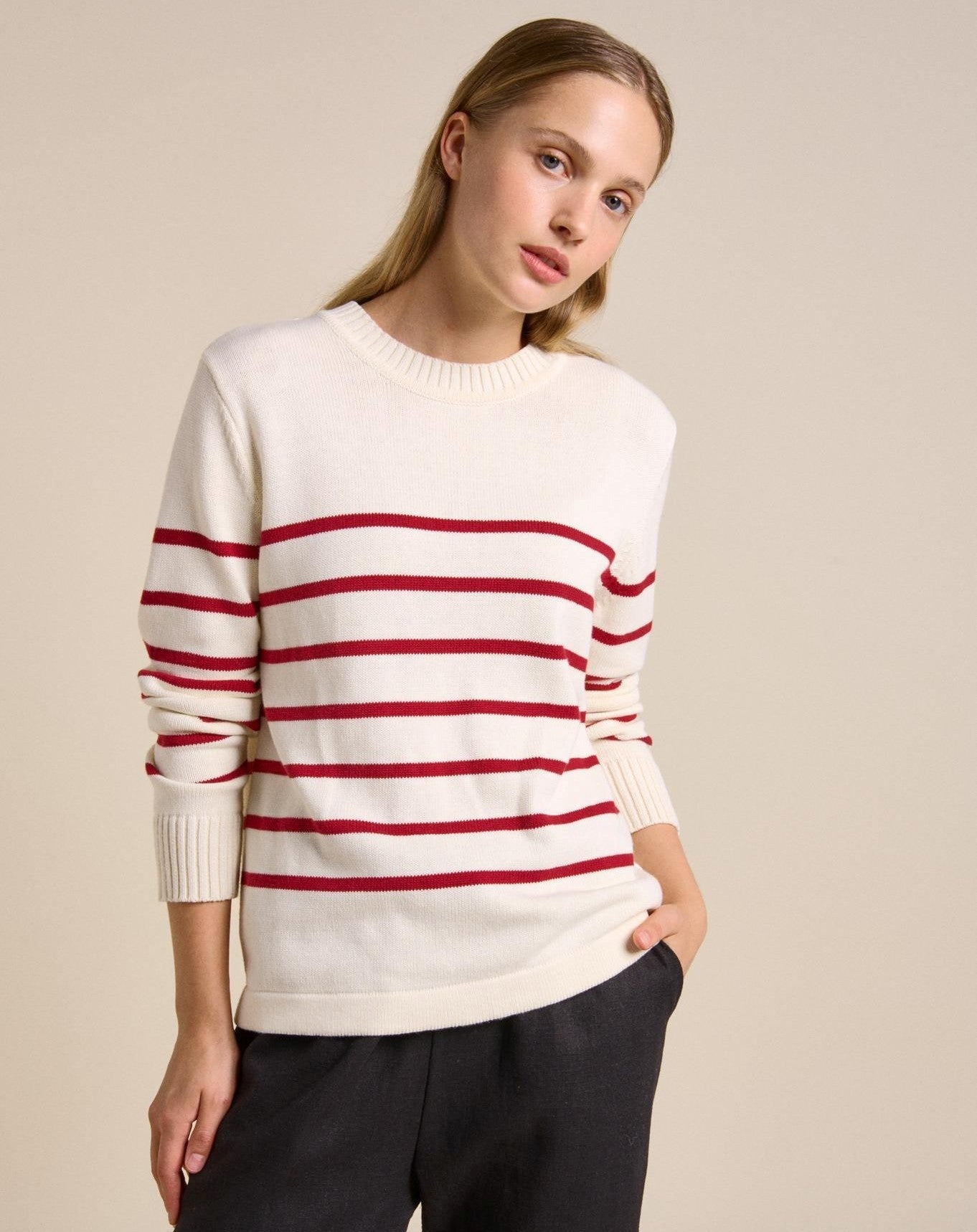 Buy Little Lies - Serena Sweater – Cherry Stripe by Little Lies - at Hamish + Grace