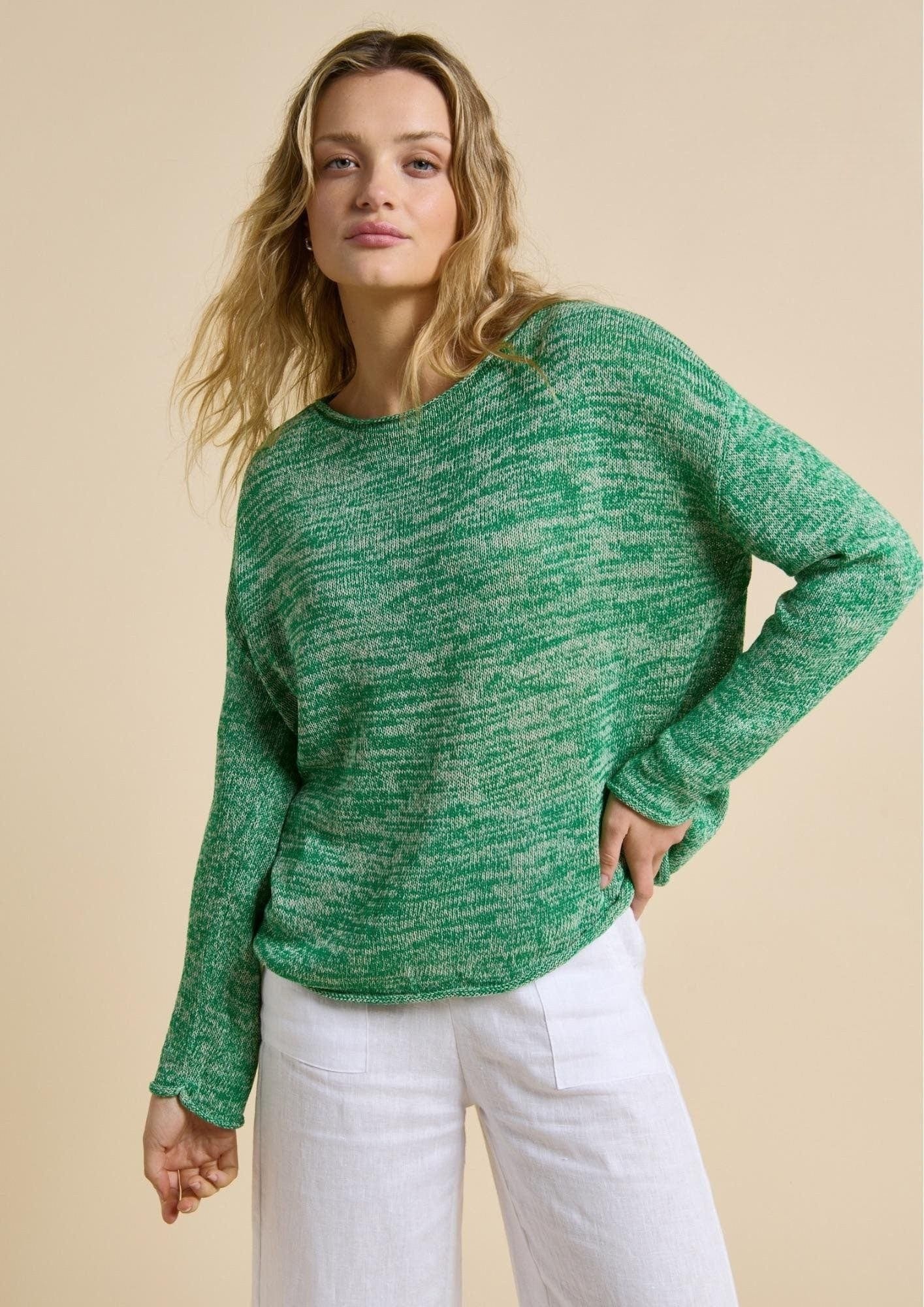 Buy Little Lies - Spring Knit – Green Melange - K23062604 by Little Lies - at Hamish + Grace