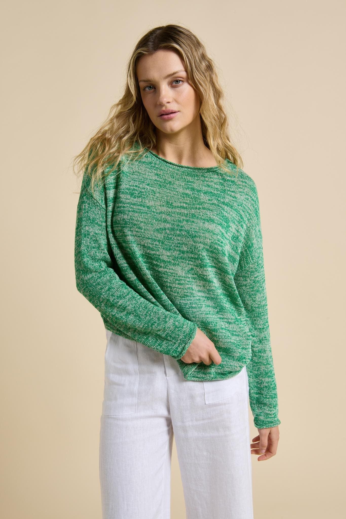Buy Little Lies - Spring Knit – Green Melange - K23062604 by Little Lies - at Hamish + Grace