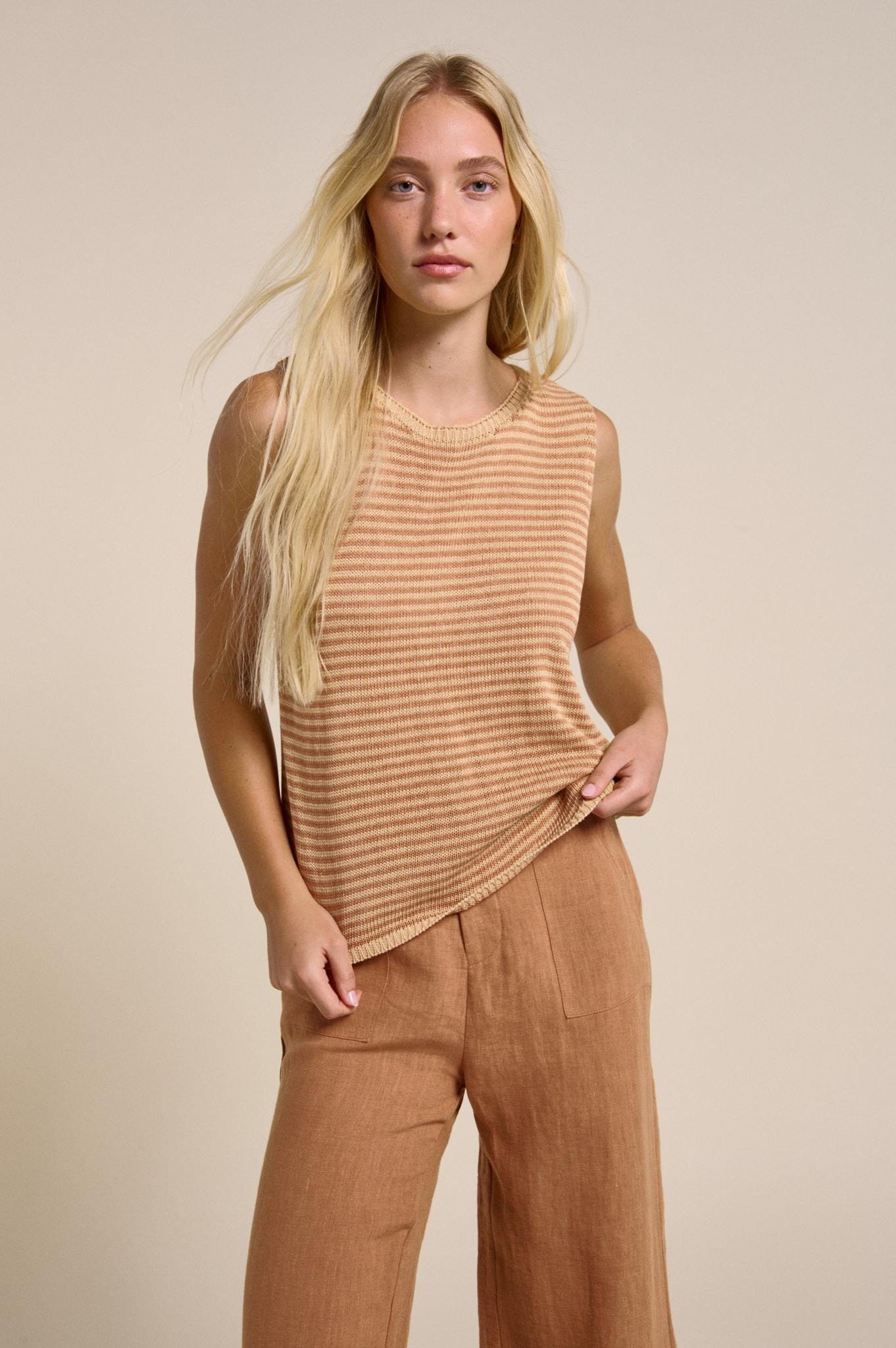 Buy Little lies - Spring Tank - Mustard/Rust by Little Lies - at Hamish + Grace