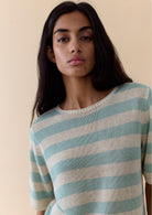 Buy Little Lies - Stripe Summer Tee – Duck Egg by Little Lies - at Hamish + Grace