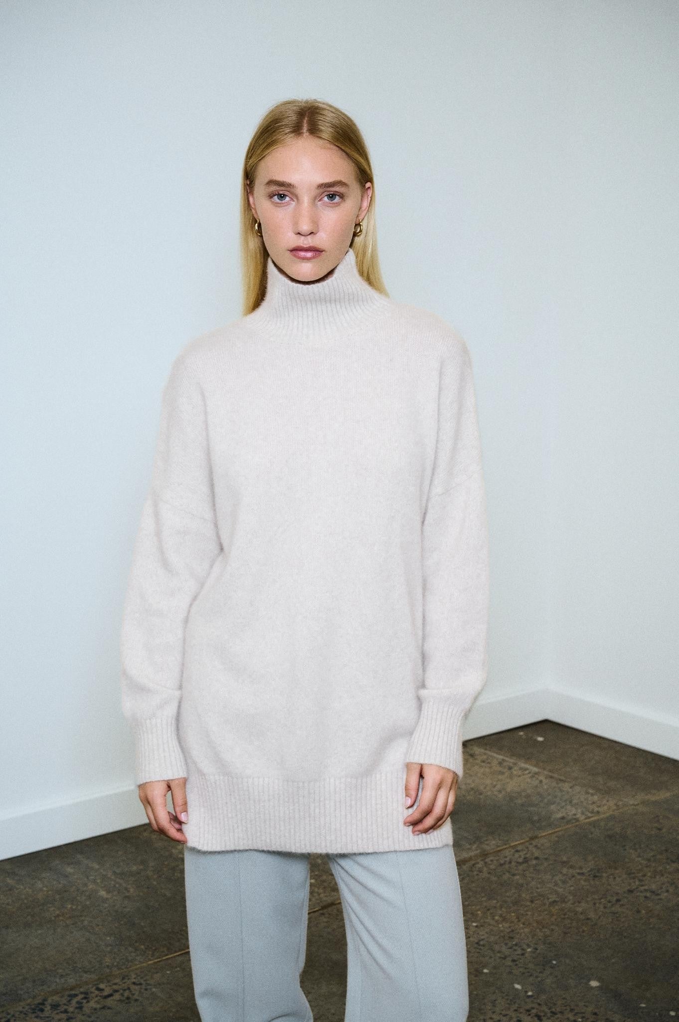Buy Little Lies - Turtle Neck Jumper –Cloud by Little Lies - at Hamish + Grace