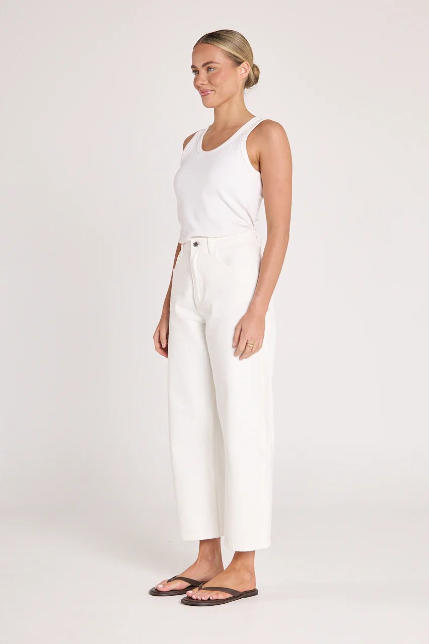 Buy Lola Cropped Barrel Jean - White by Feather and Noise - at Hamish + Grace