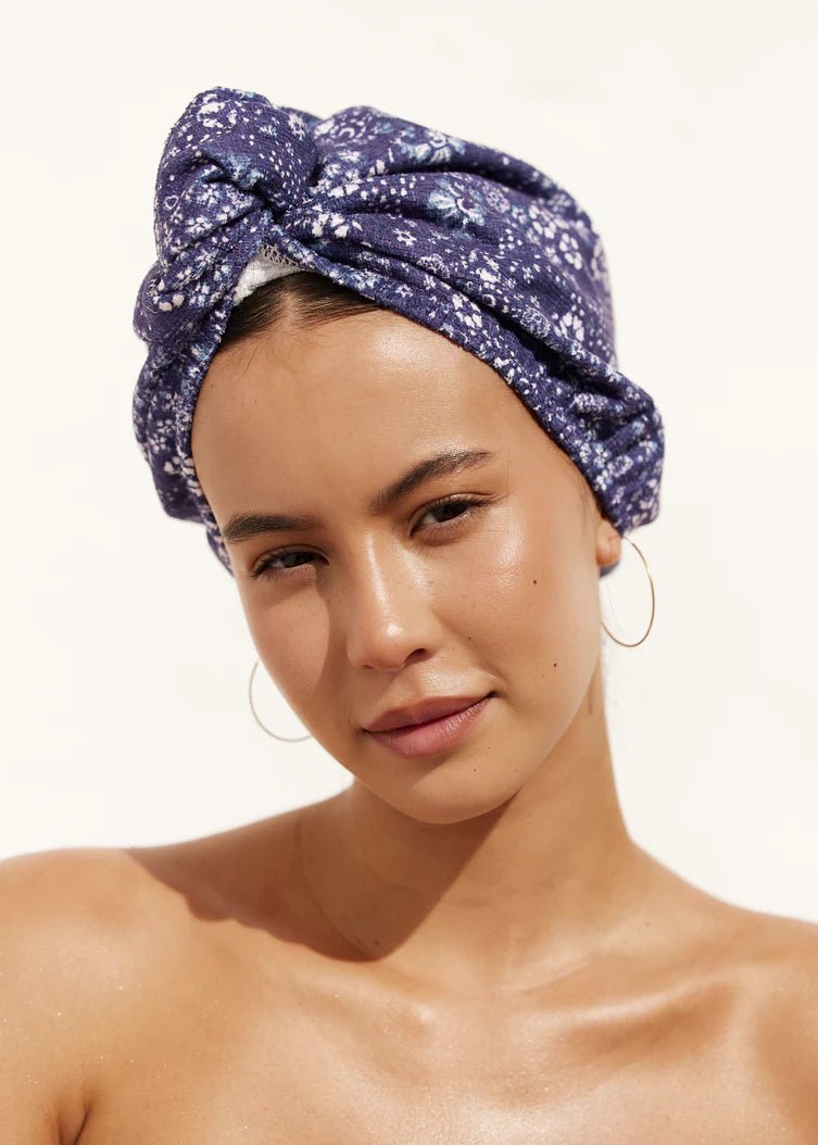 Buy Louvelle - RIVA Hair Towel Wrap in Indigo Distressed by Louvelle - at Hamish + Grace