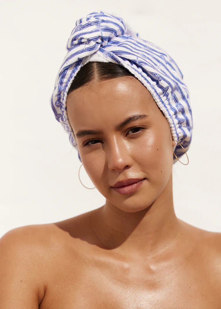 Buy Louvelle - RIVA Hair Towel Wrap in Marine Stripe by Louvelle - at Hamish + Grace