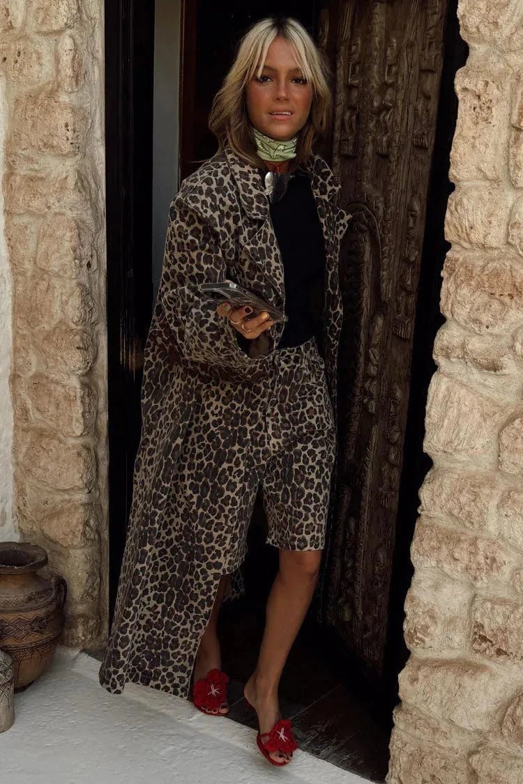 Buy Lucia Leopard Denim 55 Jacket by Never Fully Dressed - at Hamish + Grace