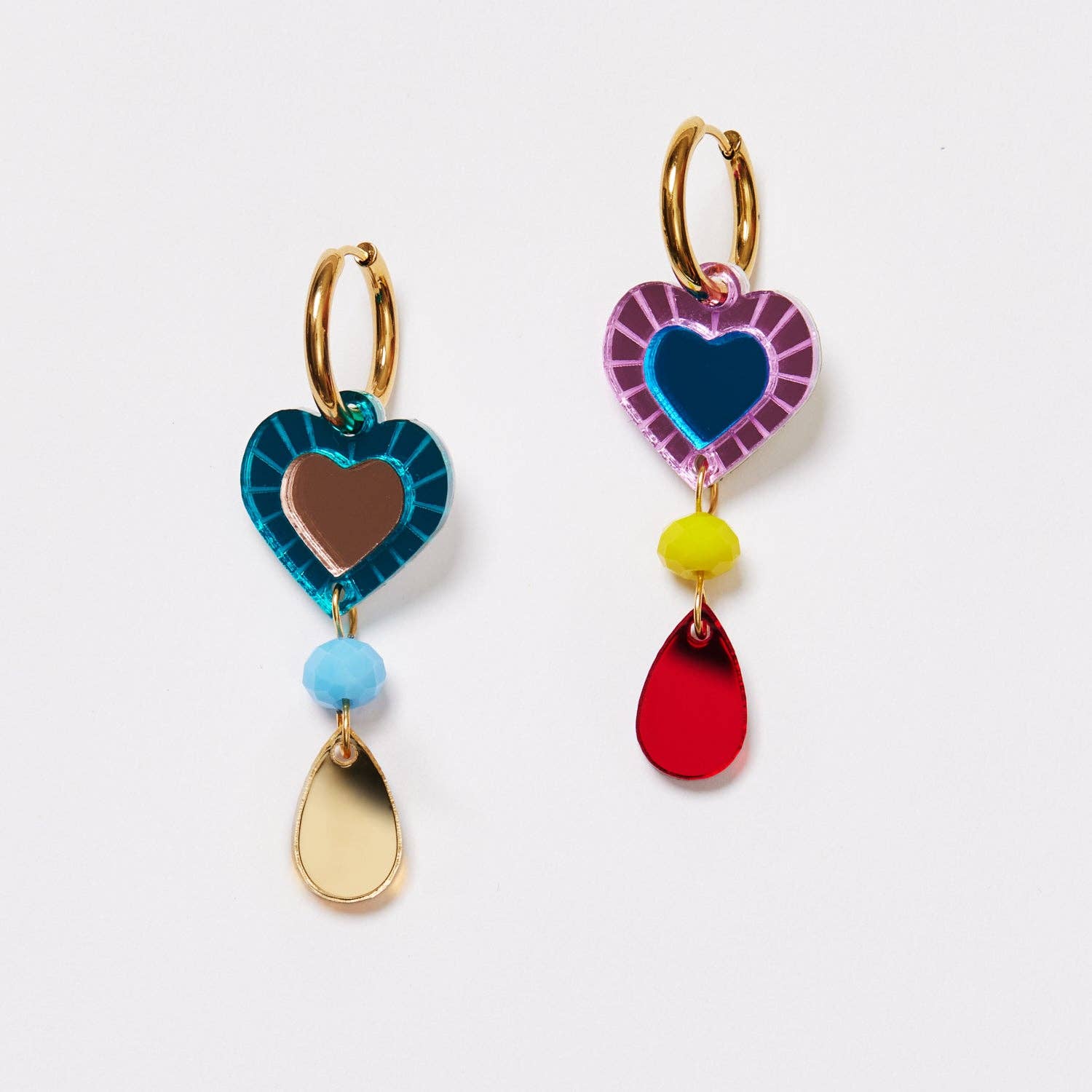 Buy Martha Jean - Heart and Bead Earrings - Rainbow by Martha Jean - at Hamish & Grace