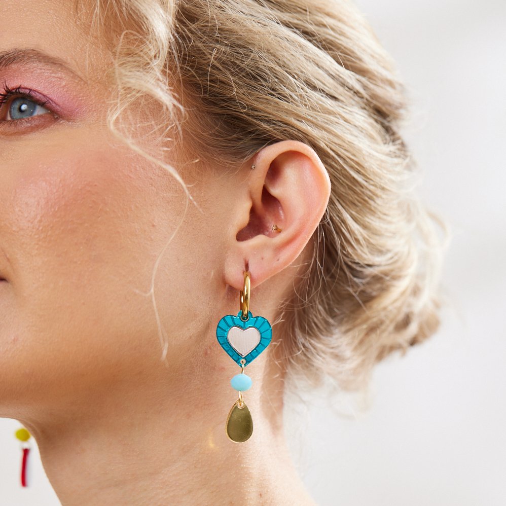 Buy Martha Jean - Heart and Bead Earrings - Rainbow by Martha Jean - at Hamish & Grace