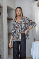 Buy Miss Marlow - Barcelona Shirred Cuff Blouse - Chocolate by Miss Marlow - at Hamish + Grace