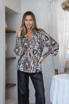 Buy Miss Marlow - Barcelona Shirred Cuff Blouse - Chocolate by Miss Marlow - at Hamish + Grace