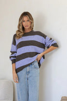 Buy Miss Marlow - Brady Bunch Knit - Lilac/Chocolate Stripe by Miss Marlow - at Hamish + Grace