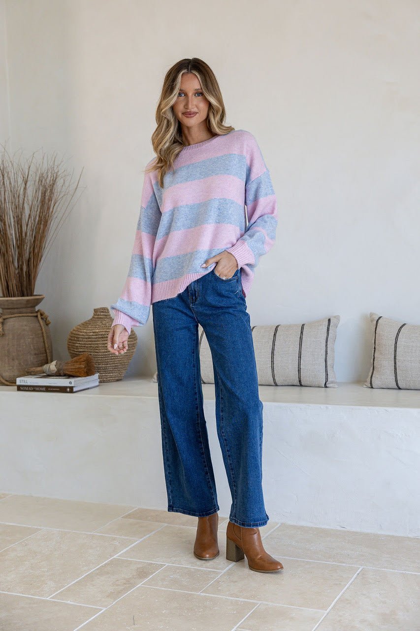 Buy Miss Marlow - Brady Bunch Knit - Pink/Blue by Miss Marlow - at Hamish + Grace