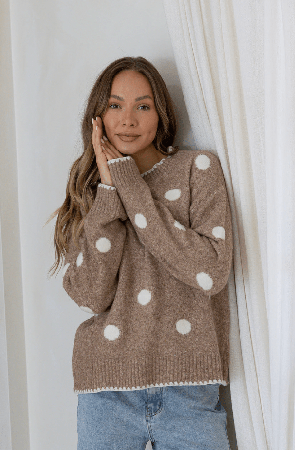Buy Miss Marlow - Polka Dot Blanket Stitch Knit by Miss Marlow - at Hamish + Grace