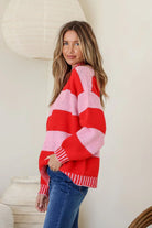 Buy Miss Marlow - Tilly Blanket Stitch Knit - Red/Pink by Miss Marlow - at Hamish + Grace