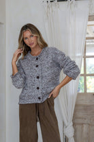 Buy Miss Marlow - Wool Blend Chunky Iris Cardi - Chocolate/White by Miss Marlow - at Hamish + Grace