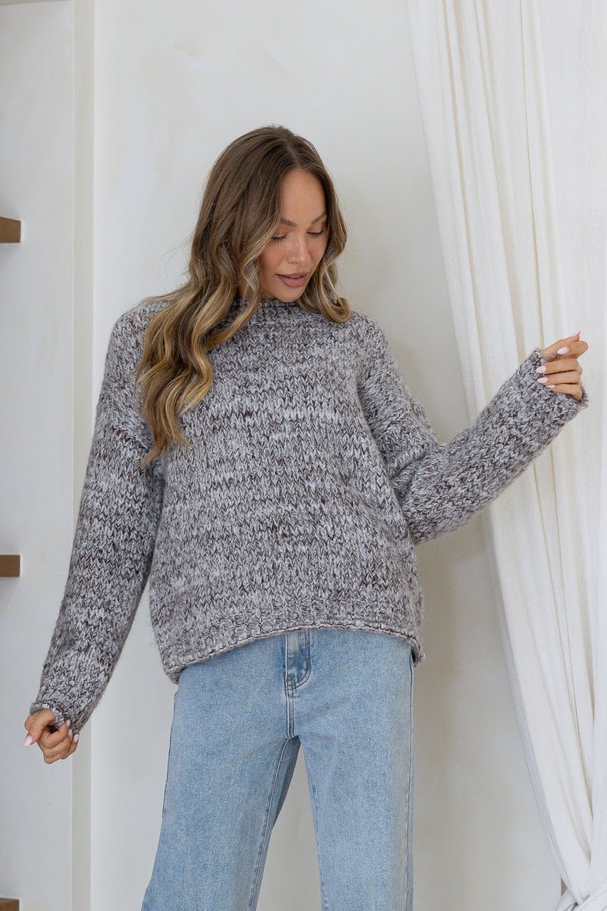 Buy Miss Marlow - Wool Blend Chunky Iris Knit - Chocolate/White by Miss Marlow - at Hamish + Grace