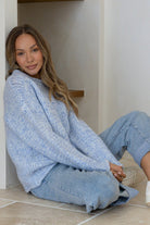 Buy Miss Marlow - Wool Blend Chunky Iris Knit - Powder Blue/White by Miss Marlow - at Hamish + Grace