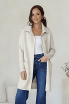 Buy Miss Marlow - Wool Blend Fluffy Pocket Cardi - Cream by Miss Marlow - at Hamish + Grace