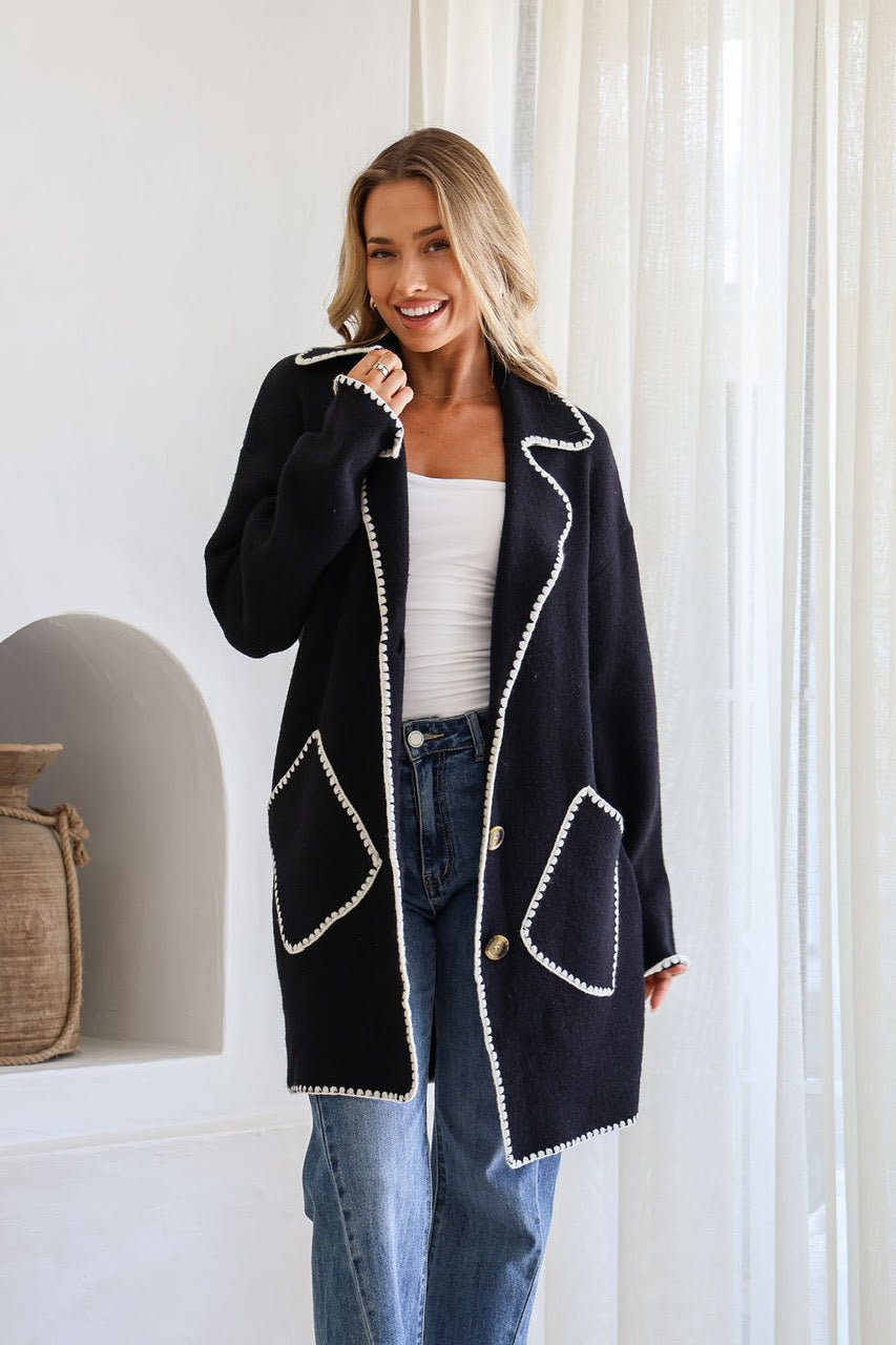 Buy Miss Marlow - Wool Blend Sambada Knit Coatigan - Black by Miss Marlow - at Hamish + Grace