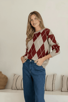 Buy Miss Marlow - Wool Blend Slouch Aryle Knit - Wine/Mocha by Miss Marlow - at Hamish + Grace