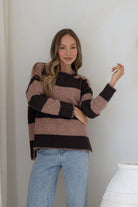 Buy Miss Marlow - Zali Blanket Stitch Canyon Knit - Chocolate/Nutmeg by Miss Marlow - at Hamish + Grace