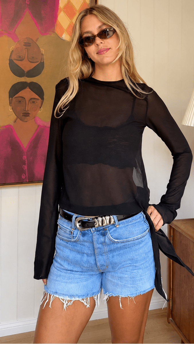 Buy Molten Silver Loop Belt – Black by Aelia - at Hamish + Grace