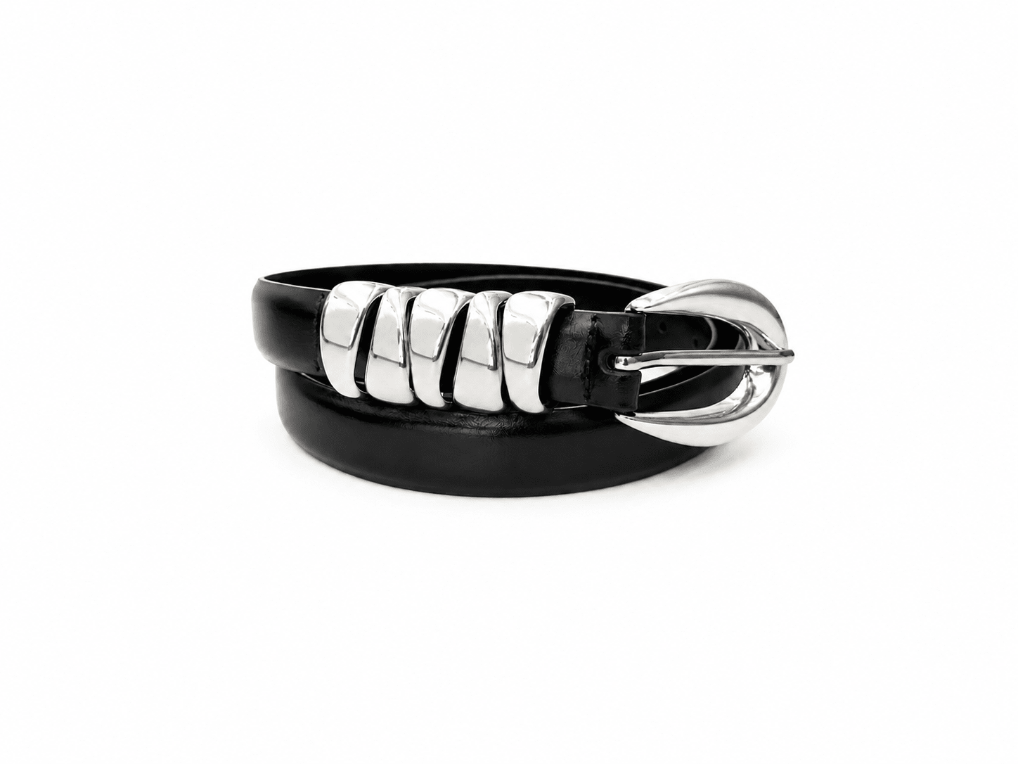 Buy Molten Silver Loop Belt – Black by Aelia - at Hamish + Grace