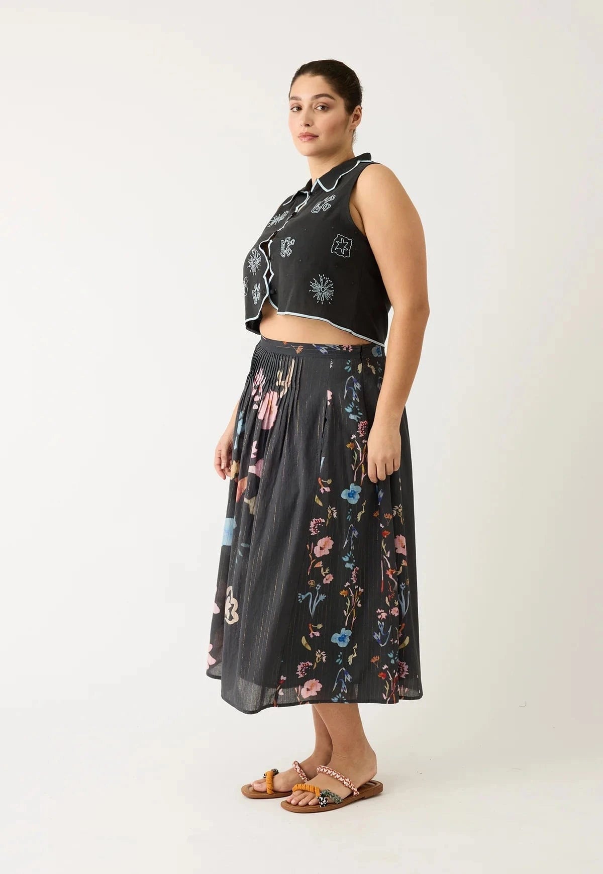 Buy Nancybird - Alma Yoke Skirt - Watercolour Charcoal by Nancybird - at Hamish + Grace