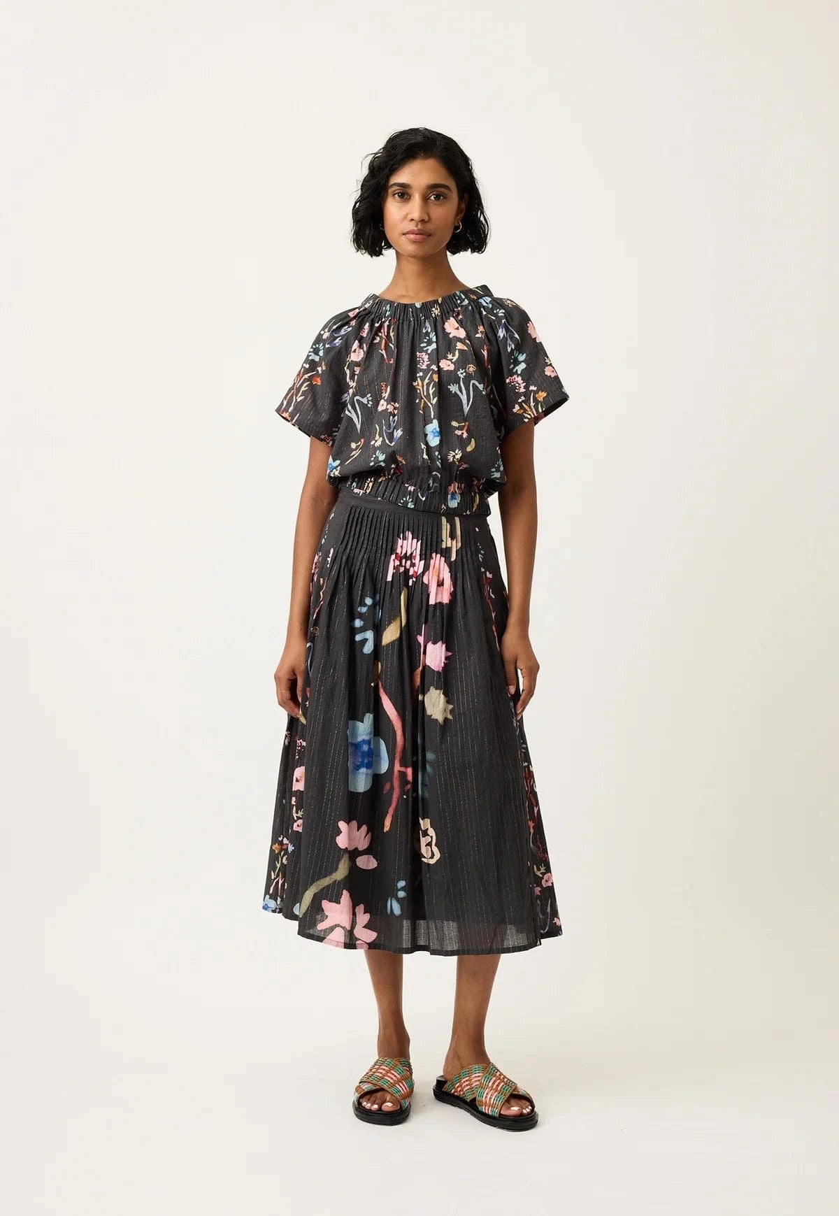 Buy Nancybird - Alma Yoke Skirt - Watercolour Charcoal by Nancybird - at Hamish + Grace