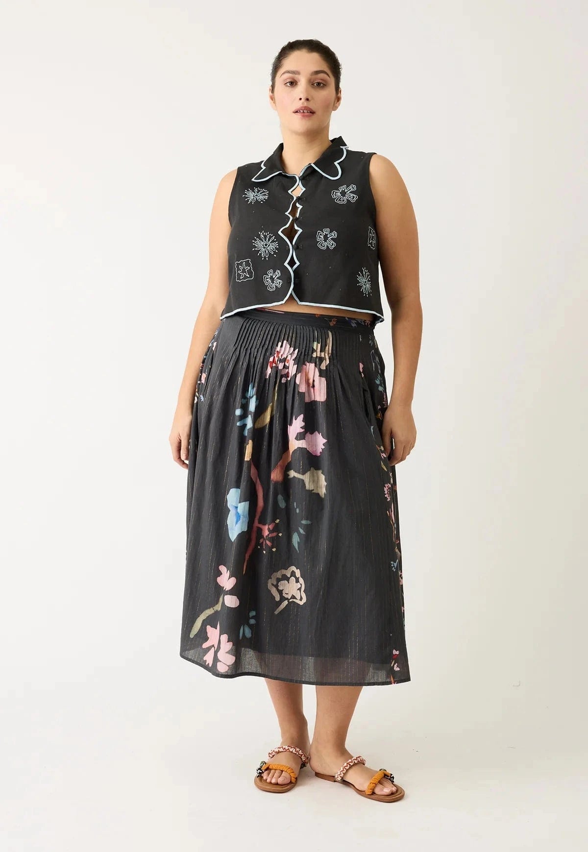 Buy Nancybird - Alma Yoke Skirt - Watercolour Charcoal by Nancybird - at Hamish + Grace