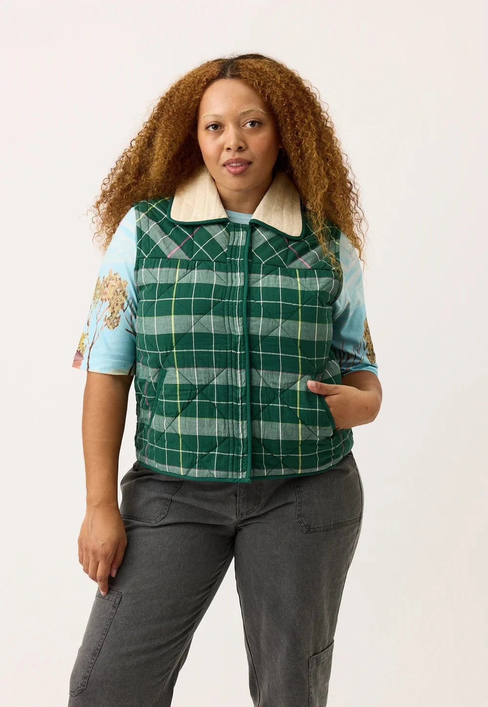 Nancybird Clothing Nancybird - Mulla Vest - Fern Check