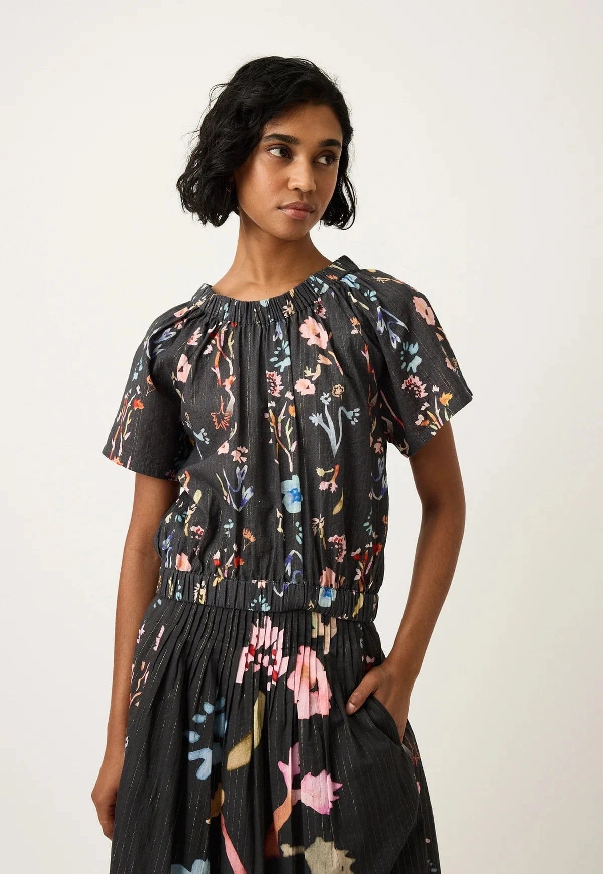 Buy Nancybird - Daphne Top - Watercolour Charcoal by Nancybird - at Hamish + Grace