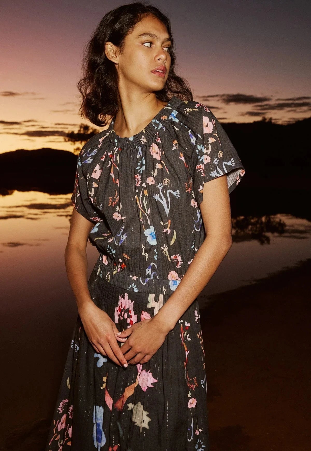 Buy Nancybird - Daphne Top - Watercolour Charcoal by Nancybird - at Hamish + Grace