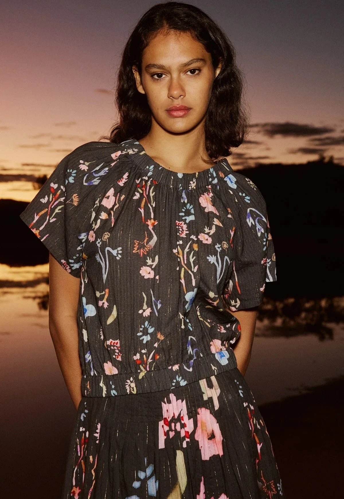 Buy Nancybird - Daphne Top - Watercolour Charcoal by Nancybird - at Hamish + Grace