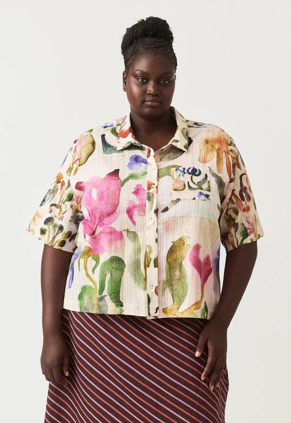 Buy Nancybird - Summer Shirt - Watercolour Collage by Nancybird - at Hamish + Grace