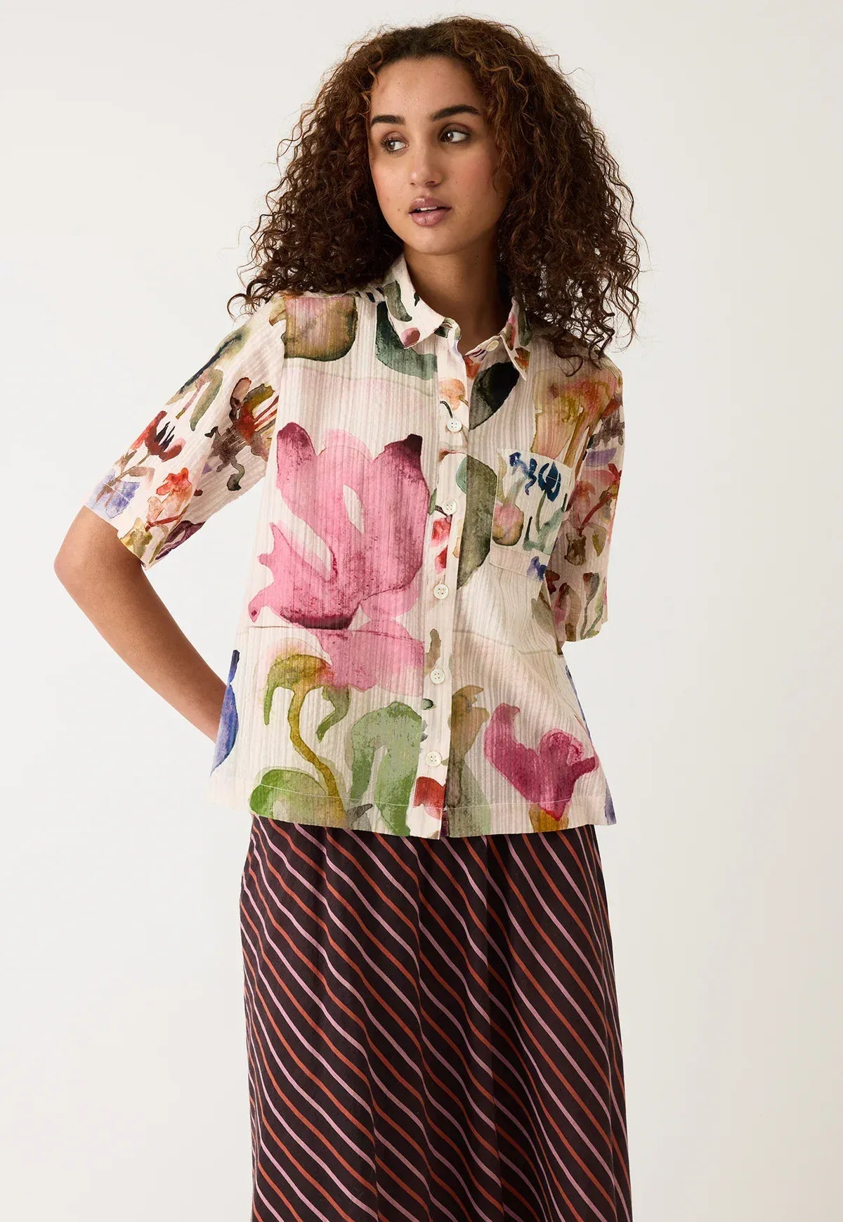 Buy Nancybird - Summer Shirt - Watercolour Collage by Nancybird - at Hamish + Grace