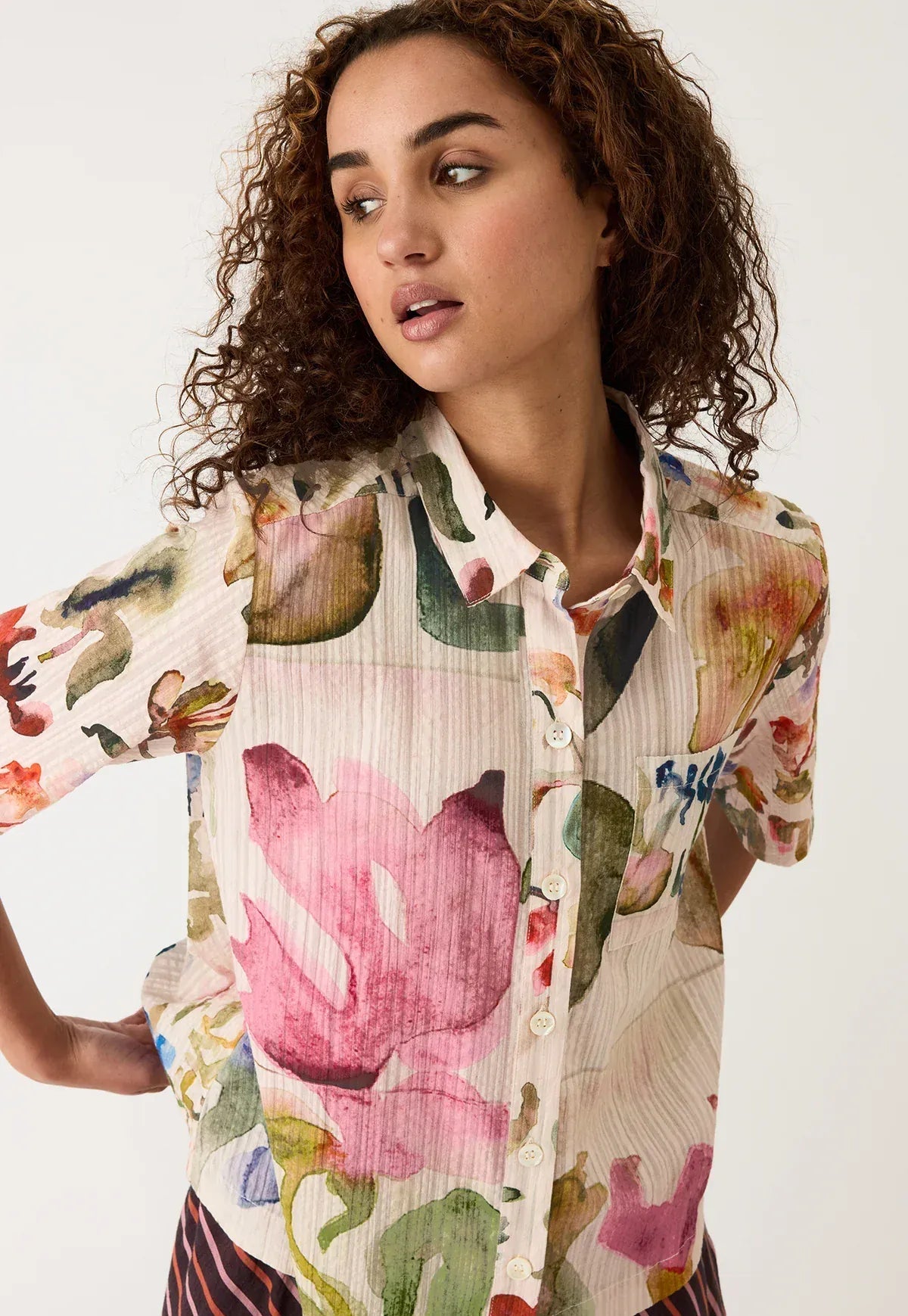 Buy Nancybird - Summer Shirt - Watercolour Collage by Nancybird - at Hamish + Grace