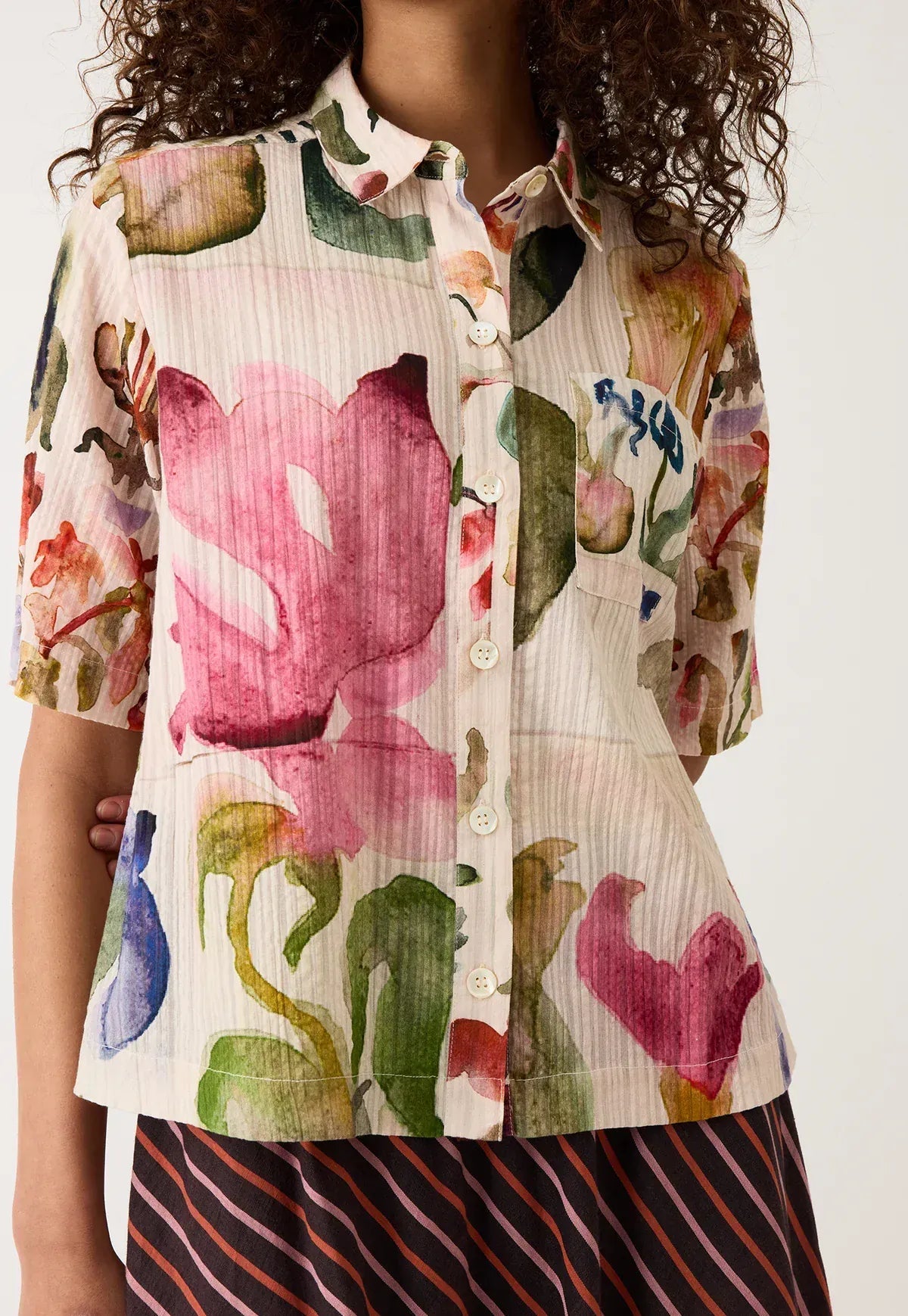 Buy Nancybird - Summer Shirt - Watercolour Collage by Nancybird - at Hamish + Grace