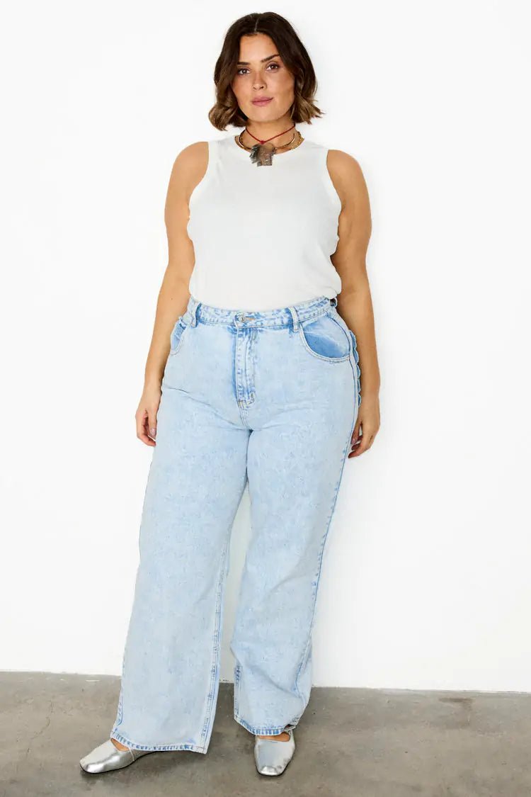 Buy Never Fully Dressed - Blue Scallop Detail Jeans by Never Fully Dressed - at Hamish & Grace