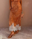 Buy Never Fully Dressed - Brown Fawn Deer Midi Skirt with Lace by Never Fully Dressed - at Hamish + Grace