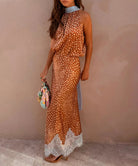 Buy Never Fully Dressed - Brown Fawn Deer Midi Skirt with Lace by Never Fully Dressed - at Hamish + Grace
