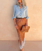 Buy Never Fully Dressed - Brown Fawn Deer Midi Skirt with Lace by Never Fully Dressed - at Hamish + Grace
