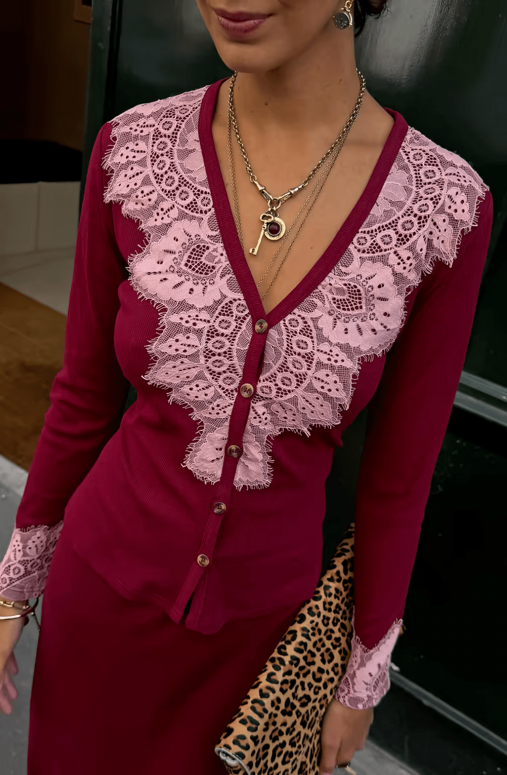 Buy Never Fully Dressed - Burgundy Lace Cardigan by Never Fully Dressed - at Hamish + Grace