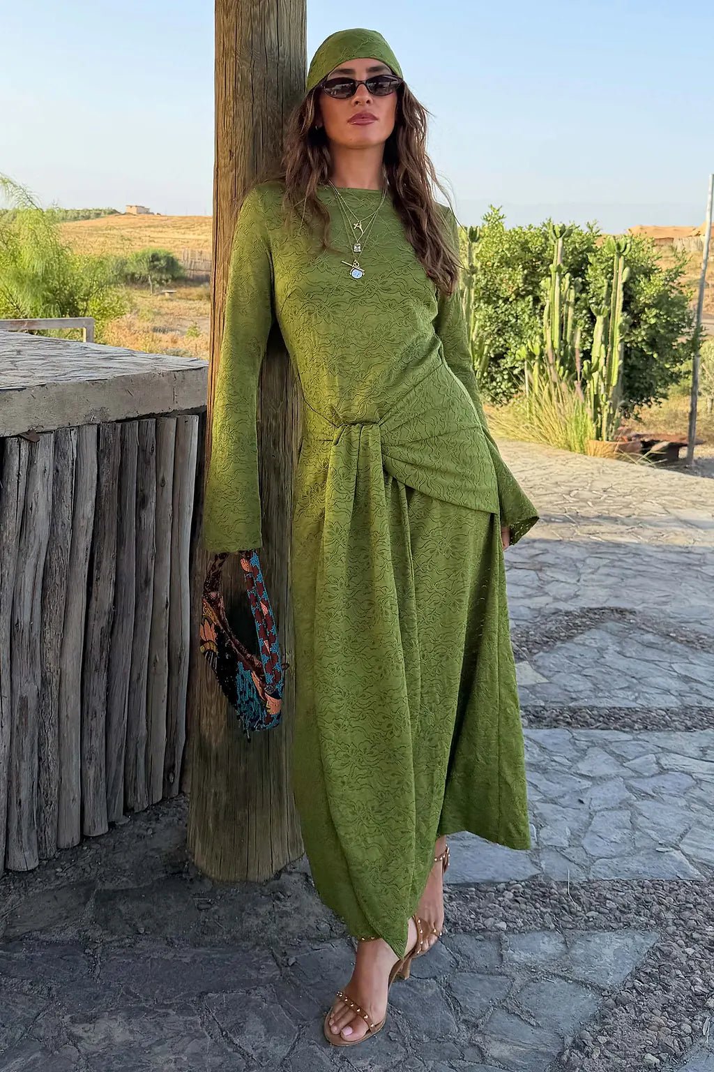 Buy Never Fully Dressed - Green Lace Tie Dress with Head Scarf by Never Fully Dressed - at Hamish + Grace